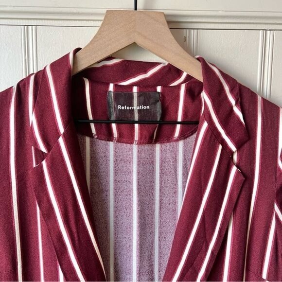 Reformation Kismet Maroon Striped Blazer Dress - Picture 2 of 4